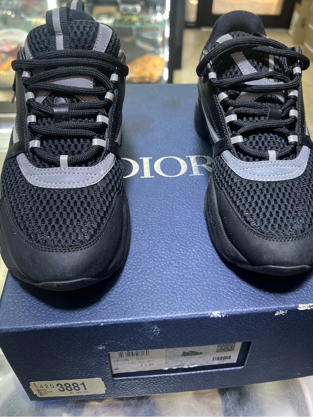Dior Men’s Black & Gray Mesh B22 Runner Sneakers